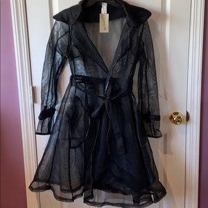 NWOT Belted Black Sheer Mesh Lightweigh Jacket